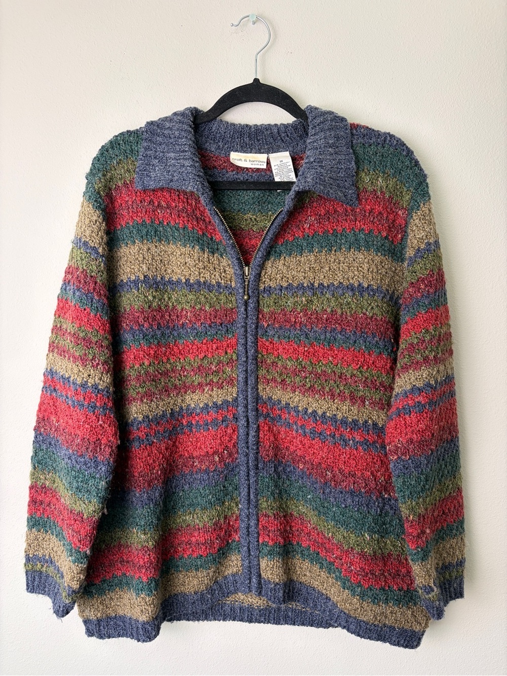 Croft & Barrow Vintage Multicolored Knit Zip Up Cardigan Size 1X